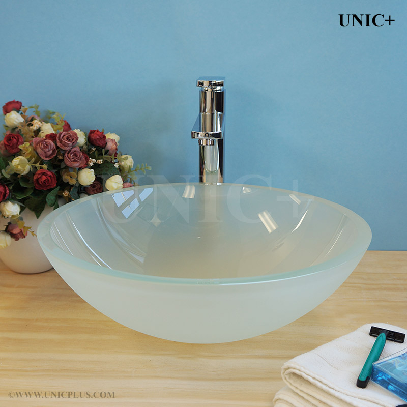 Frosted Tempered Crystal Glass Bathroom Vessel Sink BVG010 in Vancouver